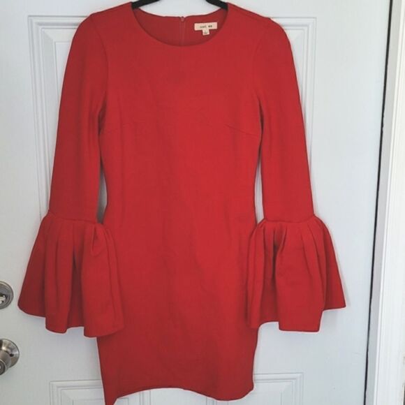 Just Me red bell sleeve midi dress size Small - Picture 2 of 15